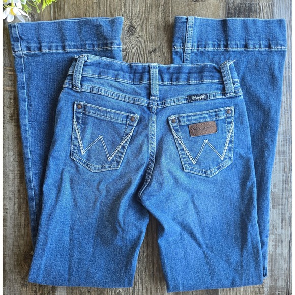 Wrangler Retro Trouser Youth Girls Jeans Size 10 Regular Western Denim Flare Leg - Picture 1 of 11